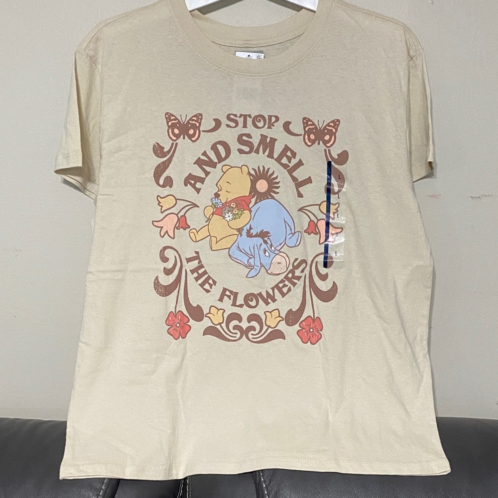 Disney Beige T-Shirt with Pooh and Eeyore Floral Design